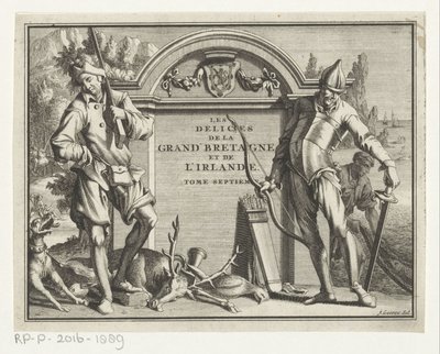 Twee jagers pro architektonické prostředí Titulní stránka: James Beeverell, Požitky Velké Británie a Irska, svazek sedm, 1707 od Jan Goeree (possibly)