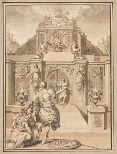 Perseus a Minerva před chrámem, první třetina 18. století. od Jan Goeree
