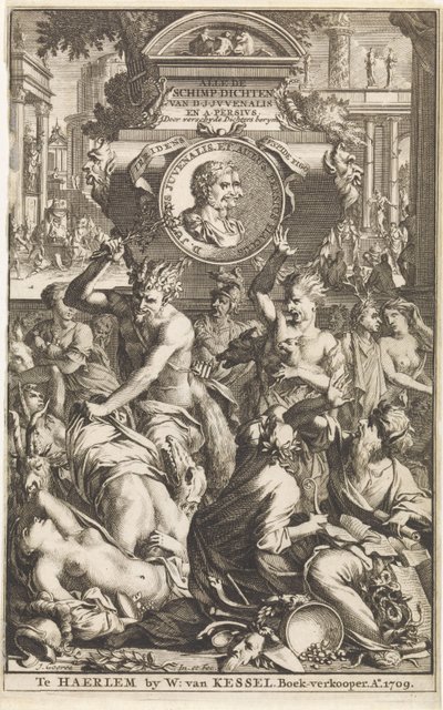Římský bakchanál Titelpagina voor Decius Junius Juvenalis en Aulus Persius Flaccus, Alle de schimpdichten, 1709 Alle de schimpdichten D.J.Jvenalis en A. Persivs door verschyde dichters berymt (titul na objektu) od Jan Goeree