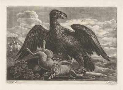 Orel stojí na zajíci od Jan Griffier (I) (attributed to workshop of)