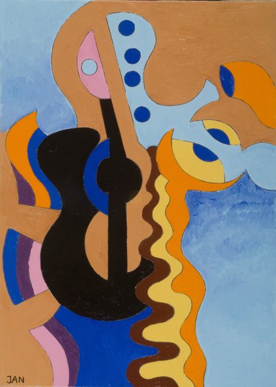 Černá kytara, 2009 (olej na plátně) od Jan Groneberg