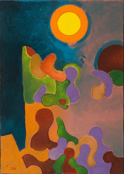 Babička vypráví příběhy za soumraku, 2009 (olej na plátně) od Jan Groneberg
