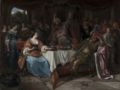 Ester, Ahasver a Haman, kolem roku 1668 od Jan Havicksz. Steen