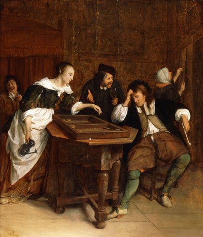 Gentlefolk hraje backgammon v interiéru od Jan Havicksz. Steen