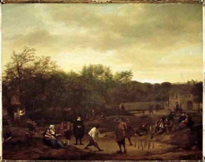 Rolníci hrající míče v Holandsku (malba od Jan Havicksz. Steen