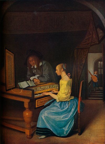 Mladá žena hrající na cembalo mladému muži, 1659 od Jan Havickszoon Steen