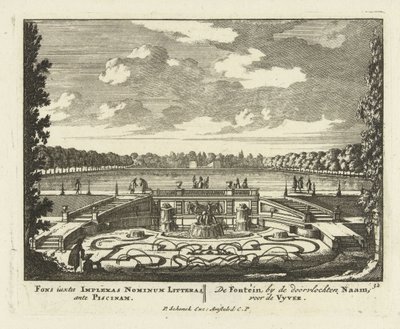 Fontána u velkého rybníka v zahradách Paleis Het Loo, 1695-1705 od Jan I van Call