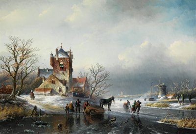 Jan Jacob Spohler Zimní krajina s větrným mlýnem a bruslaři od Jan Jacob Spohler