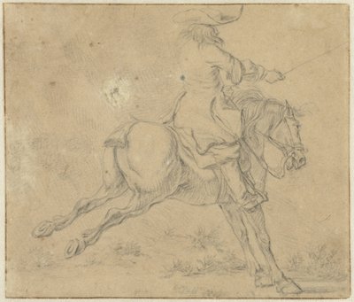 Jezdec na doprovodném koni od Jan Jacobsz van der Stoffe