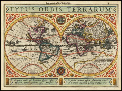 Mapa z roku 1631 - Typus Orbis Terrarum od Jan Janssonius