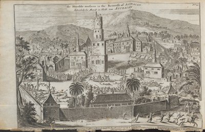 Nepokoje Stepana Razinse v Astrachaň od: Three Remarkable Voyages, 1675 od Jan Jansz. Struys