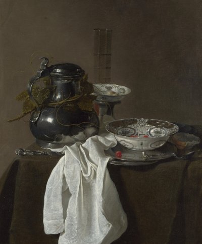 Zátiší s cínovou vlajkou a dvěma mísami Ming, 1651 od Jan Jansz. Treck