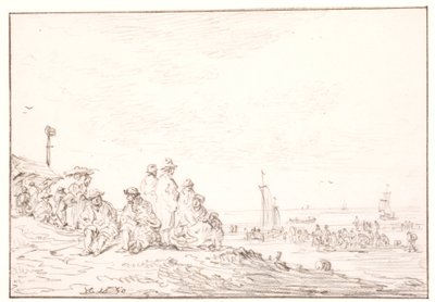 Pláž s mnoha lidmi od Jan Josefsz van Goyen