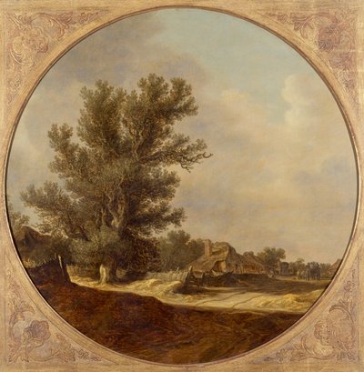 Dub na venkovské uličce s cestovateli od Jan Josephsz van Goyen