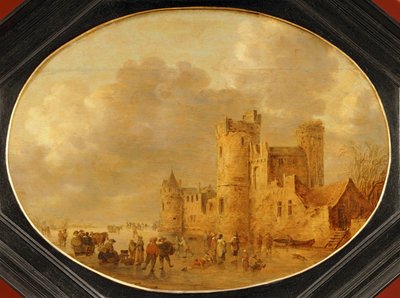 Bruslaři před středověkým hradem ... od Jan Josephsz van Goyen