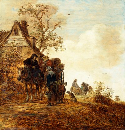 Sedláci na voze u chalupy Jan Josephsz, 1651 od Jan Josephsz van Goyen