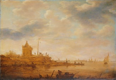 Pohled na řeku s hlídacím sloupkem od Jan Josephsz van Goyen
