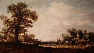 Vesnická scéna s koňmi a vozíky od Jan Josephsz van Goyen