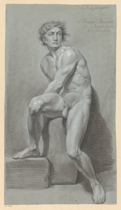 Sedící mužský akt, při pohledu zepředu (1. cena 1791) od Jan Kamphuijsen