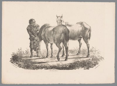 Muž a dva koně Beesten Studien od J. Kobella podle Paula Pottera Nr. 1 (název série) od Jan Kobell (III)