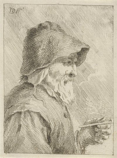 Starý muž s plnovousem a dýmkou v ruce od Jan Lauwryn Krafft (I) (attributed to)
