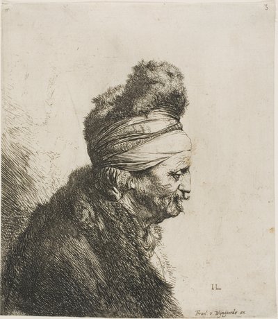 Busta orientálního muže, otočená doprava od Jan Lievens