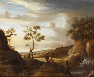 Krajina s umělcem, který maluje vodopád, 40. léta 17. století od Jan Lievens