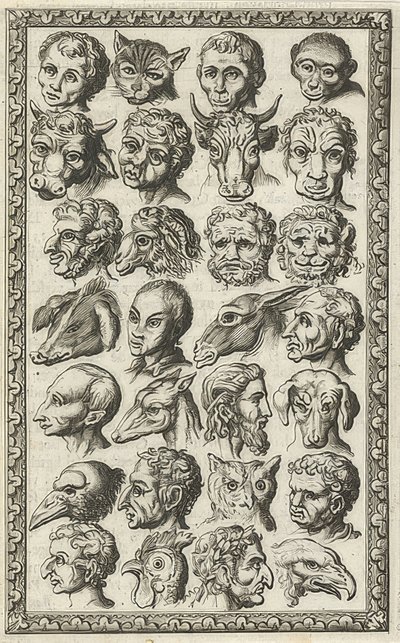 28 hlav lidí a zvířat (28 koppen van mensen en dieren). 1682 od Jan Luyken