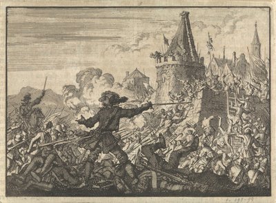 Odražený útok na hradby Livron, bráněné hugenoty, 1574 od Jan Luyken