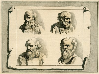 Řecká písmena nakreslená na hlavu velekněze jako součást iniciačního pomazání olejem, 1700 od Jan Luyken