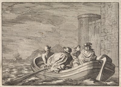 Král Jakub II prchá v noci na veslici, 1688 od Jan Luyken