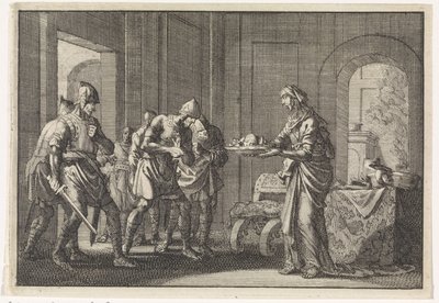 Matka ukazuje válečníkům ostatky svého sežraného dítěte během hladomoru v Jeruzalémě v roce 1704. od Jan Luyken