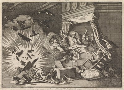Exploze bomby v domě na Ebbingestraat v Groningenu, 1672 od Jan Luyken