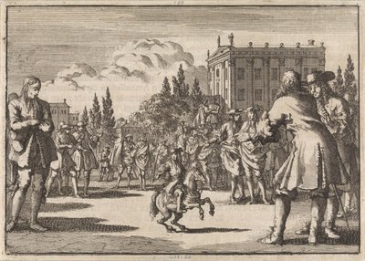 Na náměstí v Madridu se dav shromáždil kolem Louisilla, trpaslíka španělského krále, 1675 od Jan Luyken