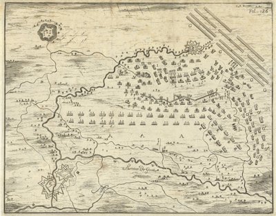 Mapa bitvy u Landenu od Jan Luyken