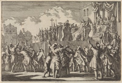 Pouliční scéna v Aberdeenu zesměšňující katolické náboženství, 1689 od Jan Luyken