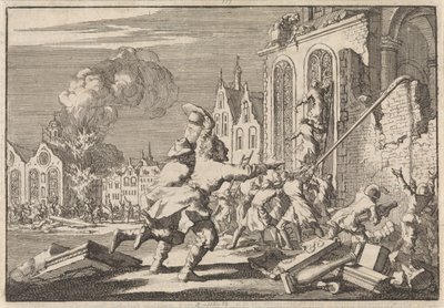 Zničení katolických kaplí v Londýně, 1688 od Jan Luyken