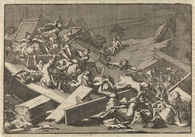 Zřícení patra domovního kostela císařského zplnomocněnce hraběte von Bercka, 1697 od Jan Luyken