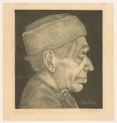 Portrét Douwe s kloboukem od Jan Mankes (signed by artist)