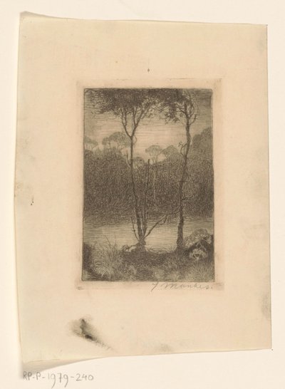 Dva stromy u vody Stream v noci (původní název) od Jan Mankes (signed by artist)