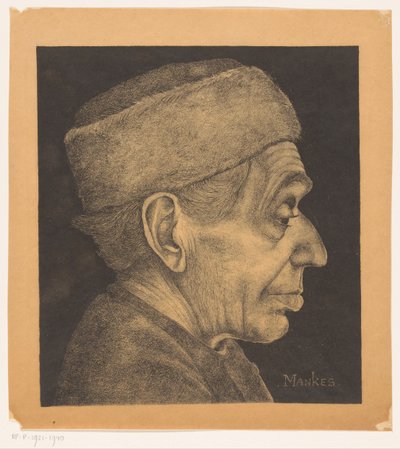 Portrét Douwe s kloboukem od Jan Mankes