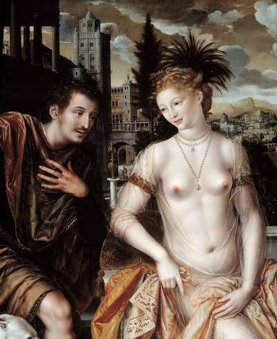 David a Betsabee. (David a Batšeba od Jan Massys or Metsys