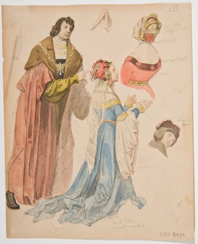 Studien von Figuren aus den Altarbildern von Hans Süß von Kulmbach od Jan Matejko