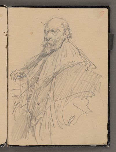 Skicář Jana Matejka z let 1861-1863. Jednostranná kresba. Líc: skica mužské postavy v historickém kostýmu. od Jan Matejko
