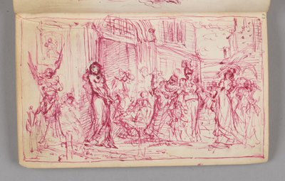 Skizzenbuch. Einseitige Zeichnung. Vorderseite: Kompositionsskizze einer unbekannten Szene ("Weihe der Dirne"?) od Jan Matejko