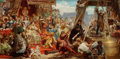 Zavěšení zvonu Zygmunta na věži katedrály v Krakově v roce 1521 od Jan Matejko