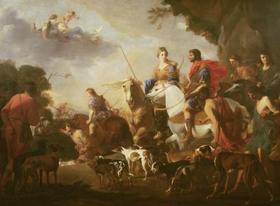 Dido a Aeneas na lovu od Jan Miel
