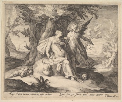 Hagar v poušti utěšená andělem, ca. 1609. od Jan Muller