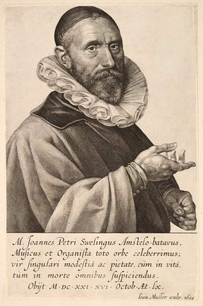 Portrét Janse Pietersze Sweelincka, hospoda. 1624. od Jan Muller