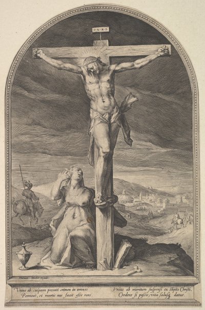 Sv. Máří Magdalena u paty kříže, ca. 1612. od Jan Muller